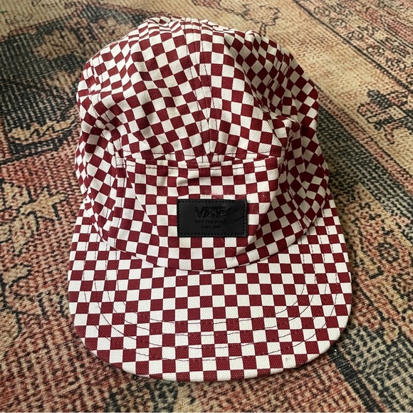 Vans Other - Maroon Checkered Vans 5 Panel "Camper" Hat